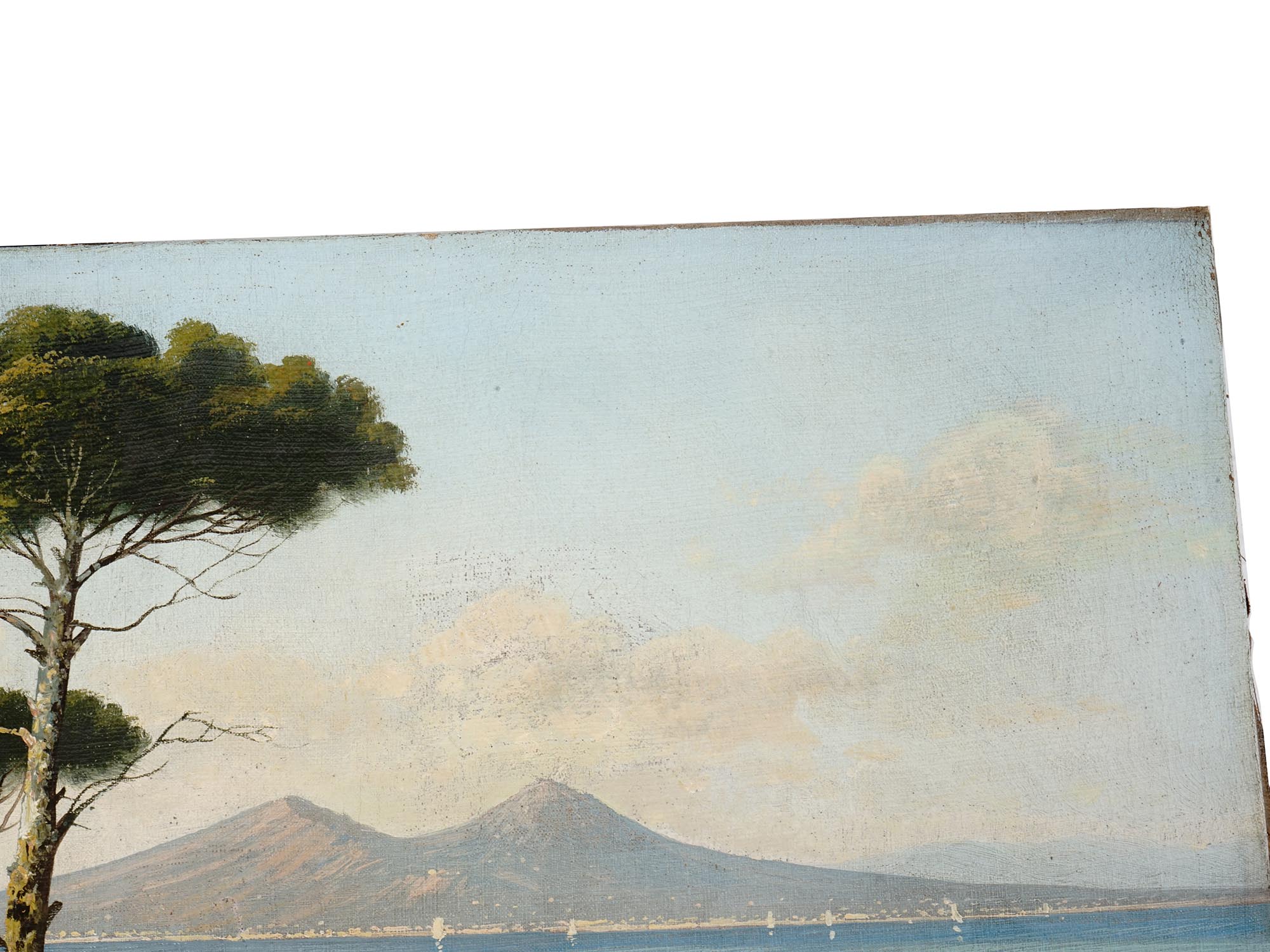 ANTIQUE ITALIAN NAPLES AND VESUVIUS PAINTING PIC-3